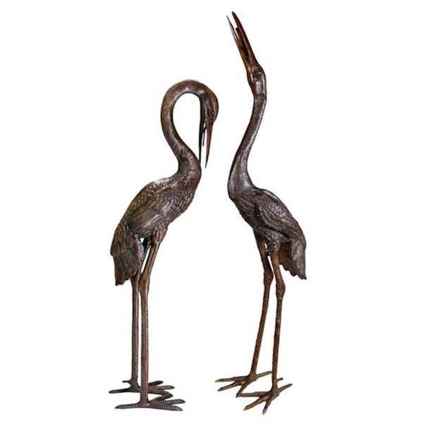 Sculptures Large Herons Cast Bronze Piped Garden Statues Outdoor